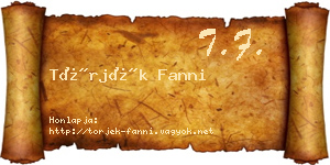 Törjék Fanni névjegykártya